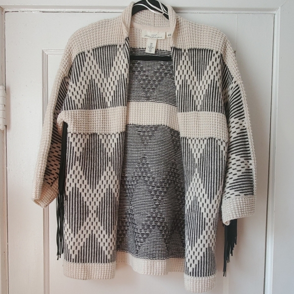 WOOL BLEND KNIT CARDIGAN WITH FRINGE SLEEVES - Picture 3 of 3